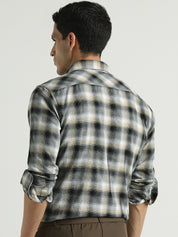 Grey & Black Checked Casual Shirt