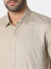 Men Beige Solid Textured Casual Shirt