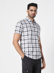 White & Black Checked Casual Shirt