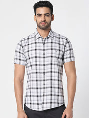 White & Black Checked Casual Shirt