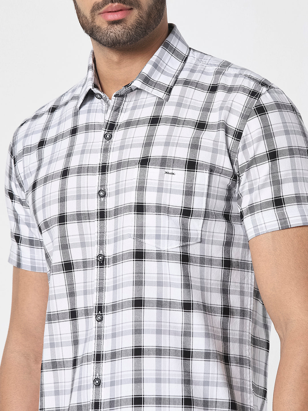 White & Black Checked Casual Shirt