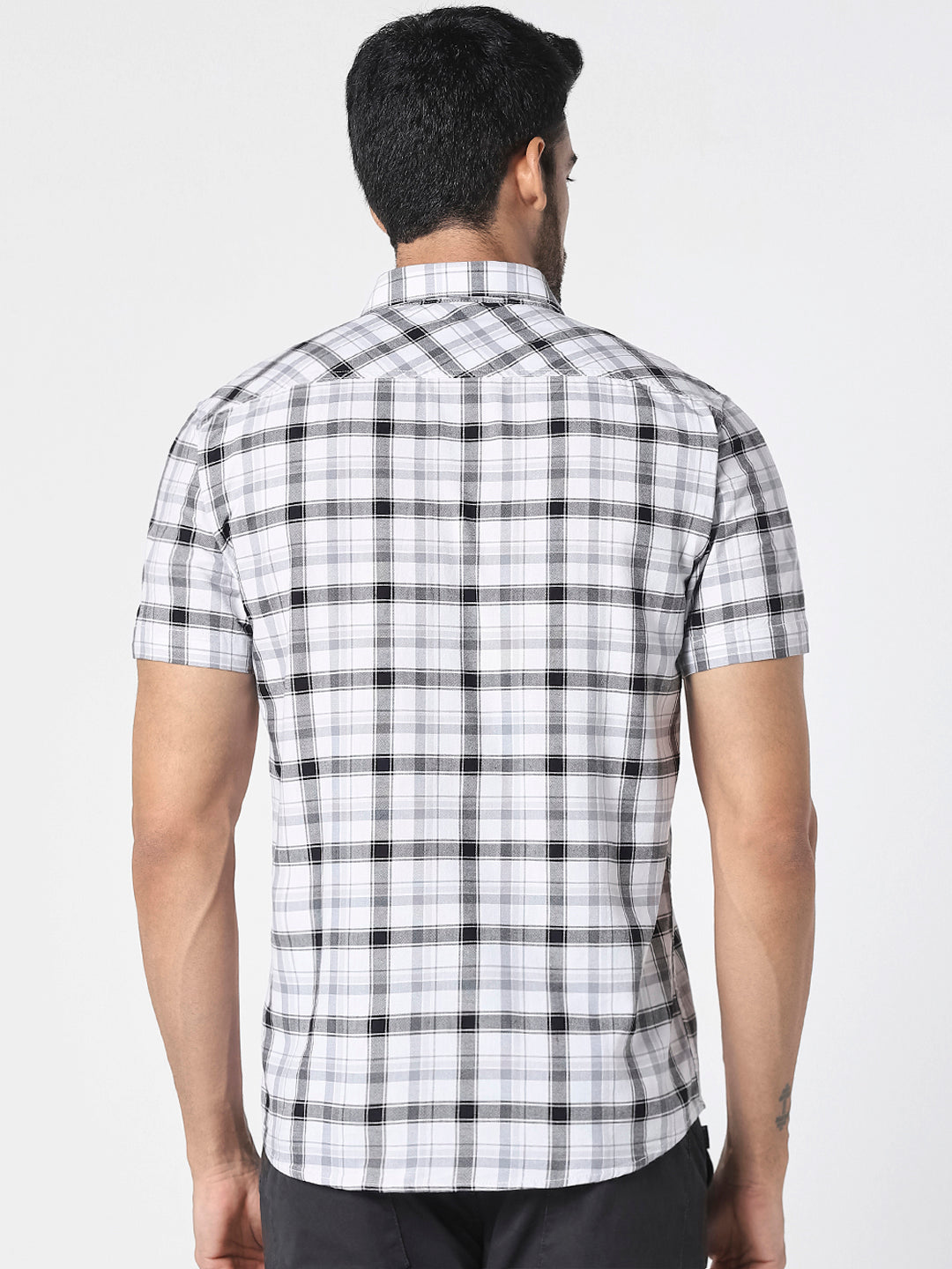 White & Black Checked Casual Shirt