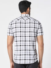 White & Black Checked Casual Shirt