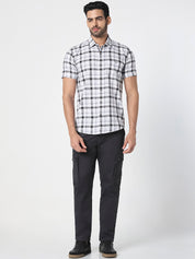 White & Black Checked Casual Shirt