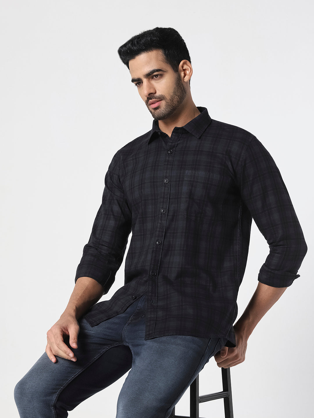 Black & Grey Casual Check Shirt