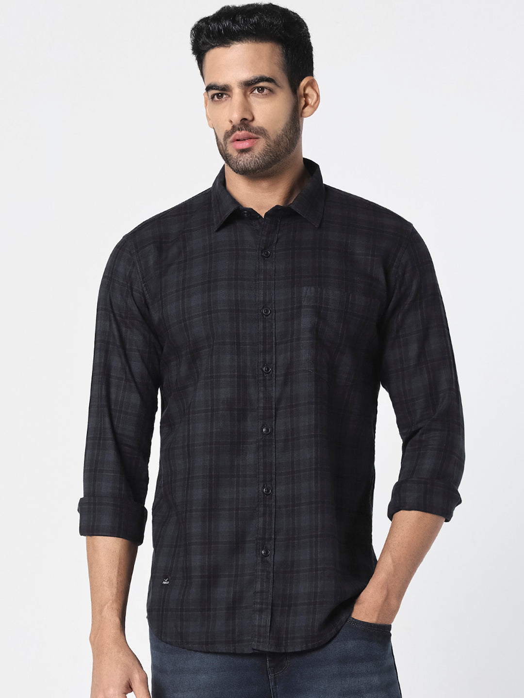 Black & Grey Casual Check Shirt