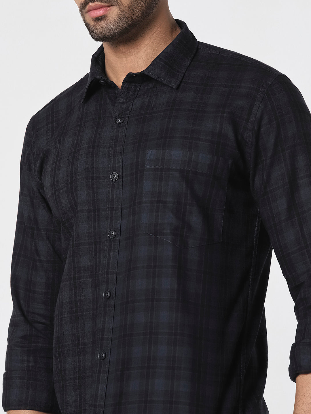 Black & Grey Casual Check Shirt