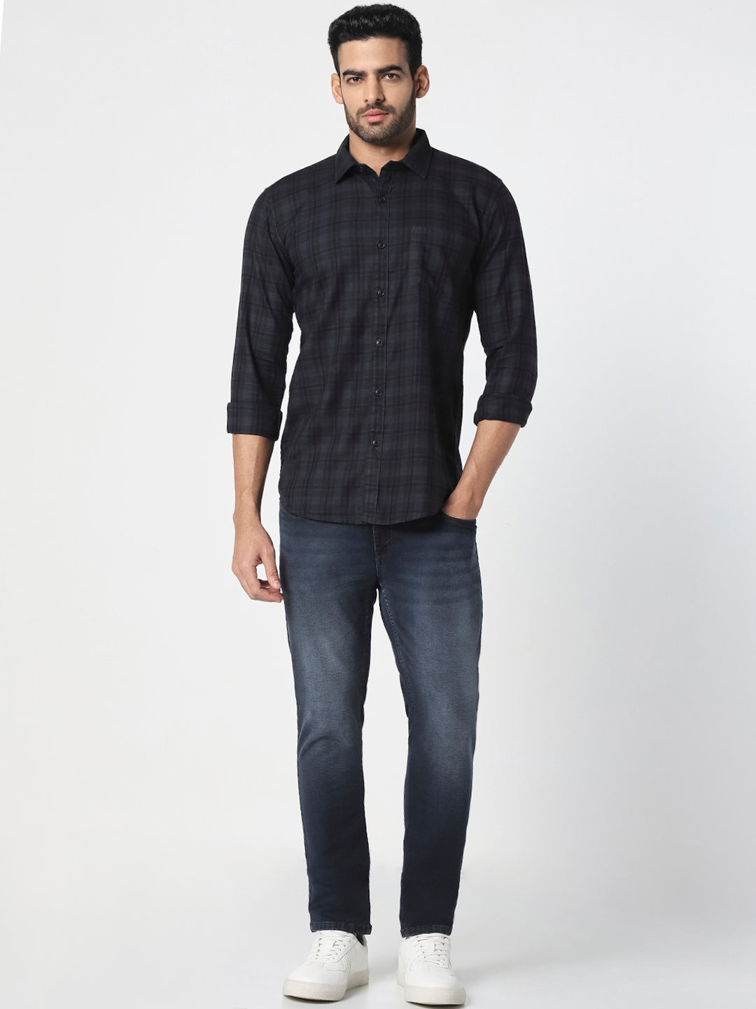 Black & Grey Casual Check Shirt
