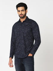Navy Abstract Printed Casual Shirt