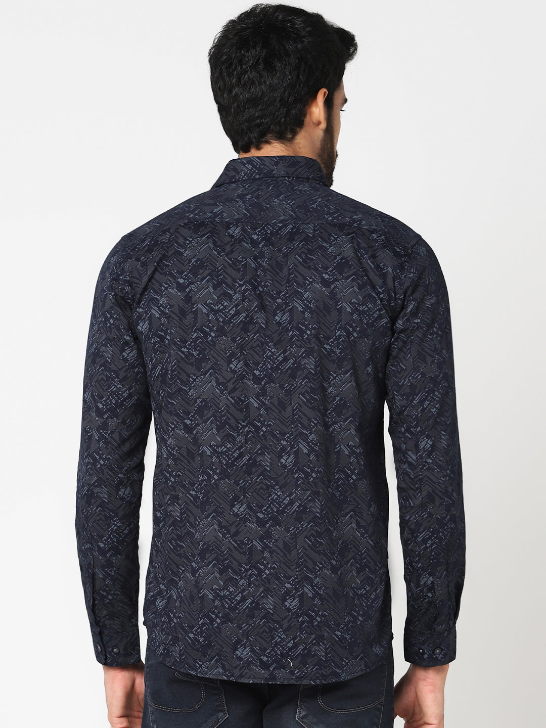 Navy Abstract Printed Casual Shirt