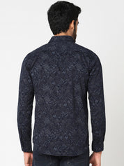 Navy Abstract Printed Casual Shirt