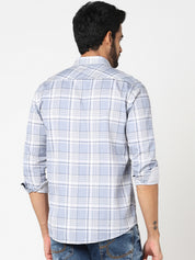 Blue & White Checked Casual Shirt