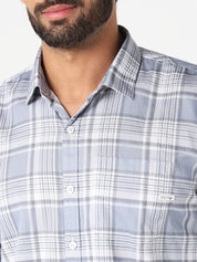 Blue & White Checked Casual Shirt