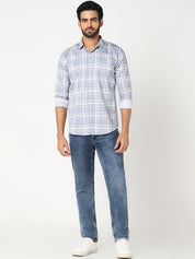 Blue & White Checked Casual Shirt
