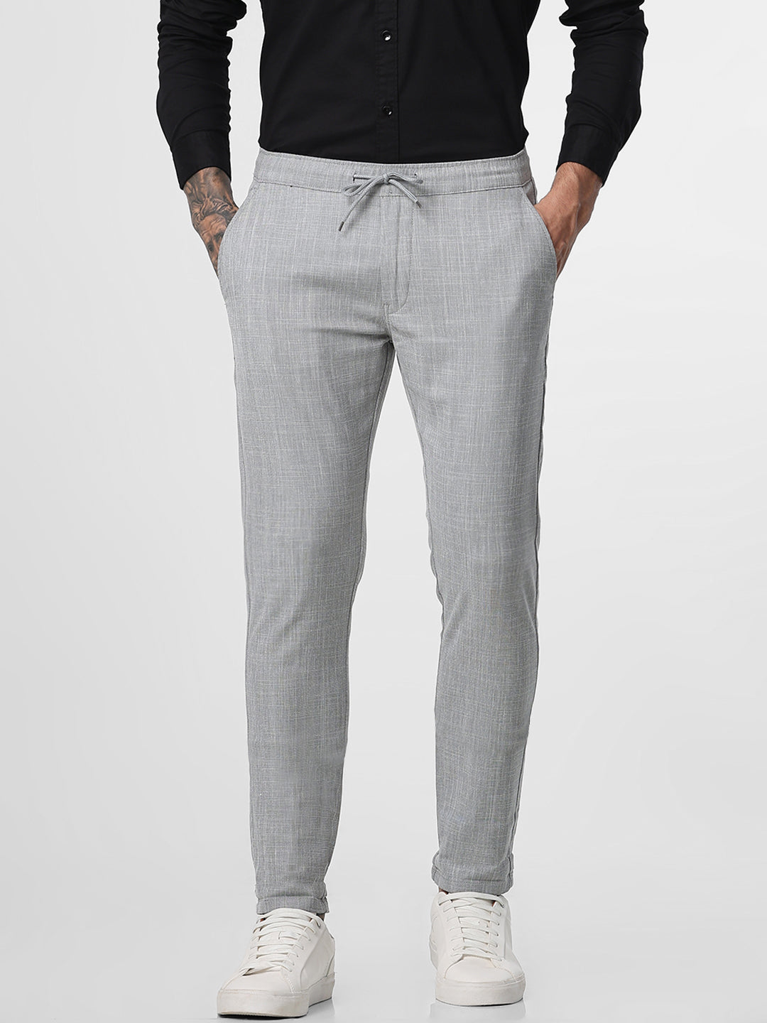 Grey Elastic Solid Chino