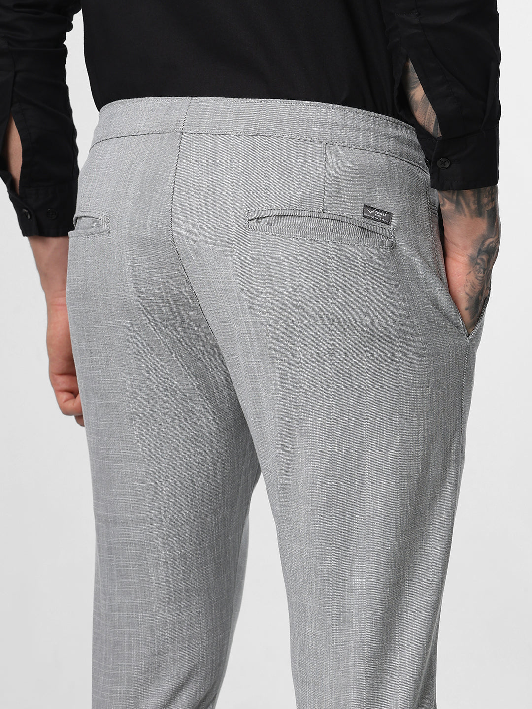 Grey Elastic Solid Chino