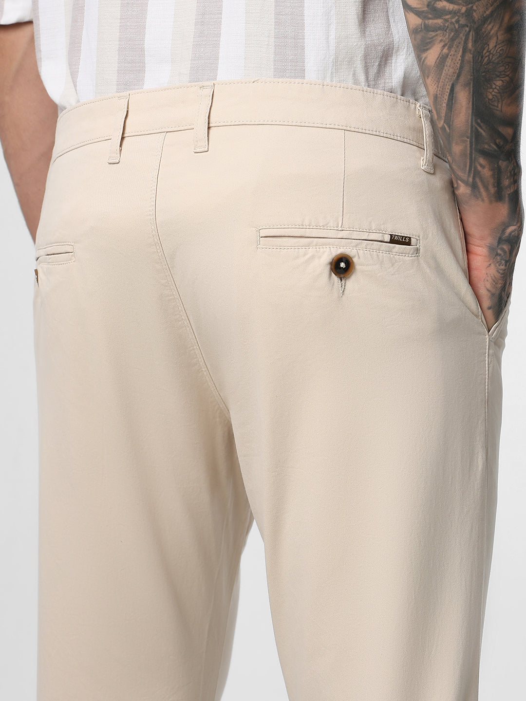 Mens Ankle Legth cream trouser