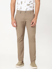 Men’s Beige Textured Slim Fit Trouser