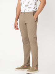 Men’s Beige Textured Slim Fit Trouser
