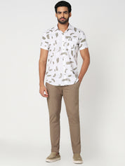 Men’s Beige Textured Slim Fit Trouser