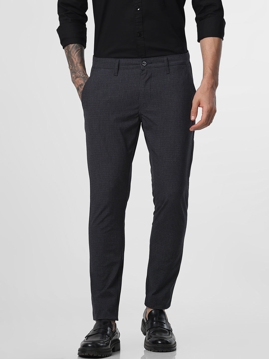 Dark Grey Checked Trouser
