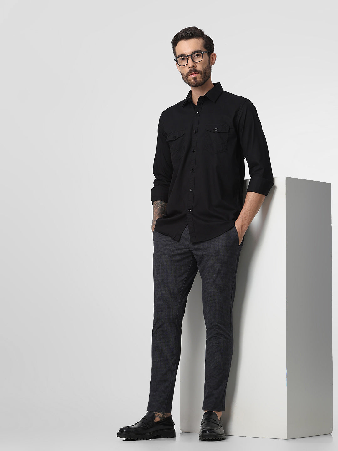 Dark Grey Checked Trouser