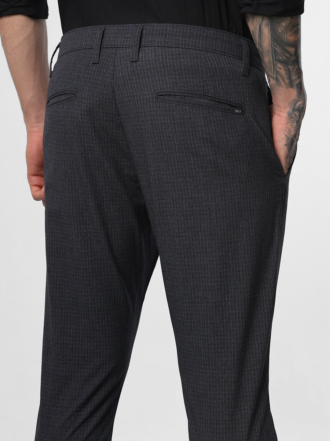 Dark Grey Checked Trouser