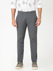 Men’s Grey Textured Slim Fit Trouser