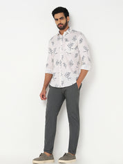 Men’s Grey Textured Slim Fit Trouser