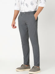 Men’s Grey Textured Slim Fit Trouser
