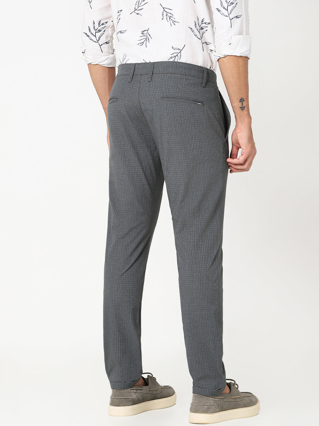 Men’s Grey Textured Slim Fit Trouser