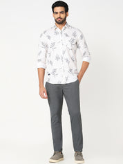 Men’s Grey Textured Slim Fit Trouser