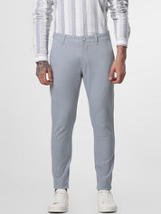 Cement Grey Solid Ankle Length Trouser