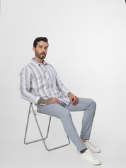 Cement Grey Solid Ankle Length Trouser