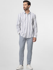 Cement Grey Solid Ankle Length Trouser