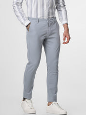 Cement Grey Solid Ankle Length Trouser