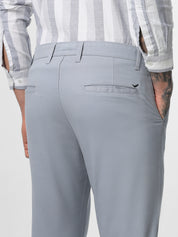 Cement Grey Solid Ankle Length Trouser