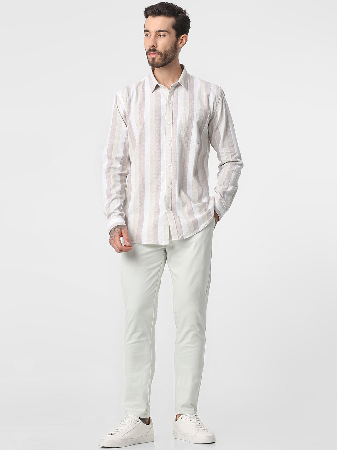 Sage Green Solid Ankle Length Trouser