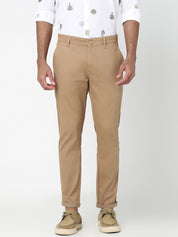 Men’s Khaki Solid Slim Fit Chino