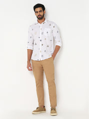 Men’s Khaki Solid Slim Fit Chino