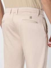 Men’s Cream Solid Straight Fit Chino