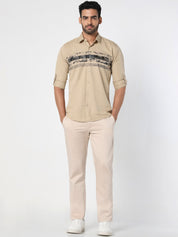 Men’s Cream Solid Straight Fit Chino