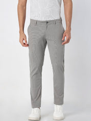 Men’s Light Grey Micro-Check Slim Fit Trouser