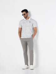 Men’s Light Grey Micro-Check Slim Fit Trouser
