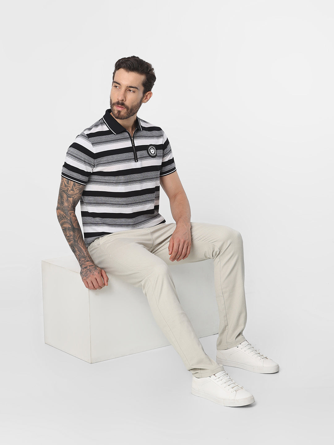 Light Cream Structured Trouser