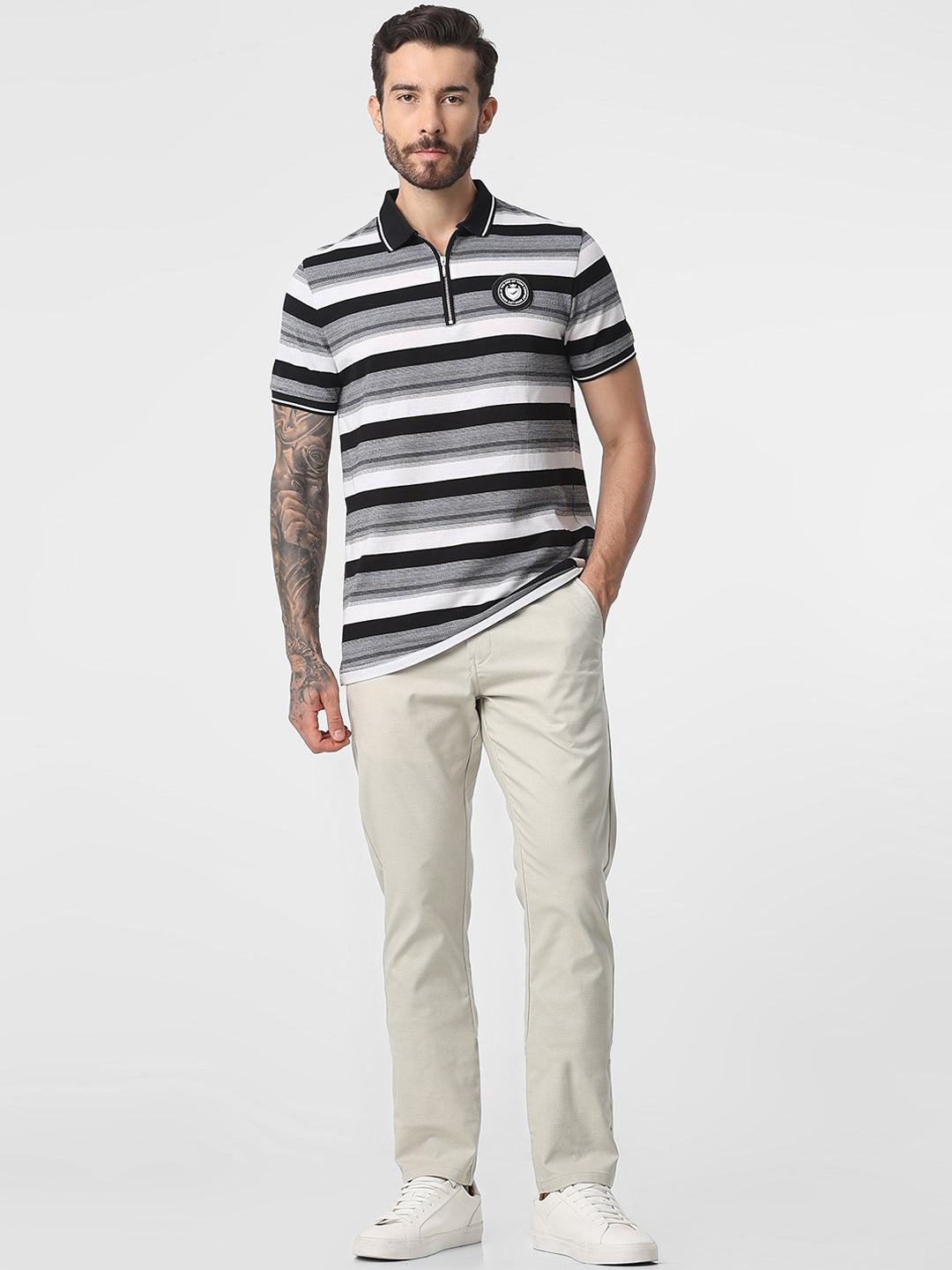 Light Cream Structured Trouser