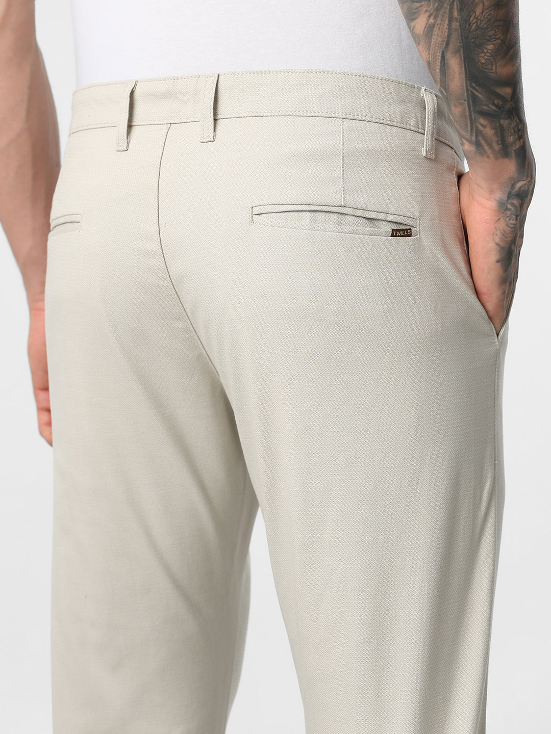 Light Cream Structured Trouser