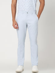 Light Blue Textured Slim Fit Trouser