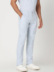 Light Blue Textured Slim Fit Trouser