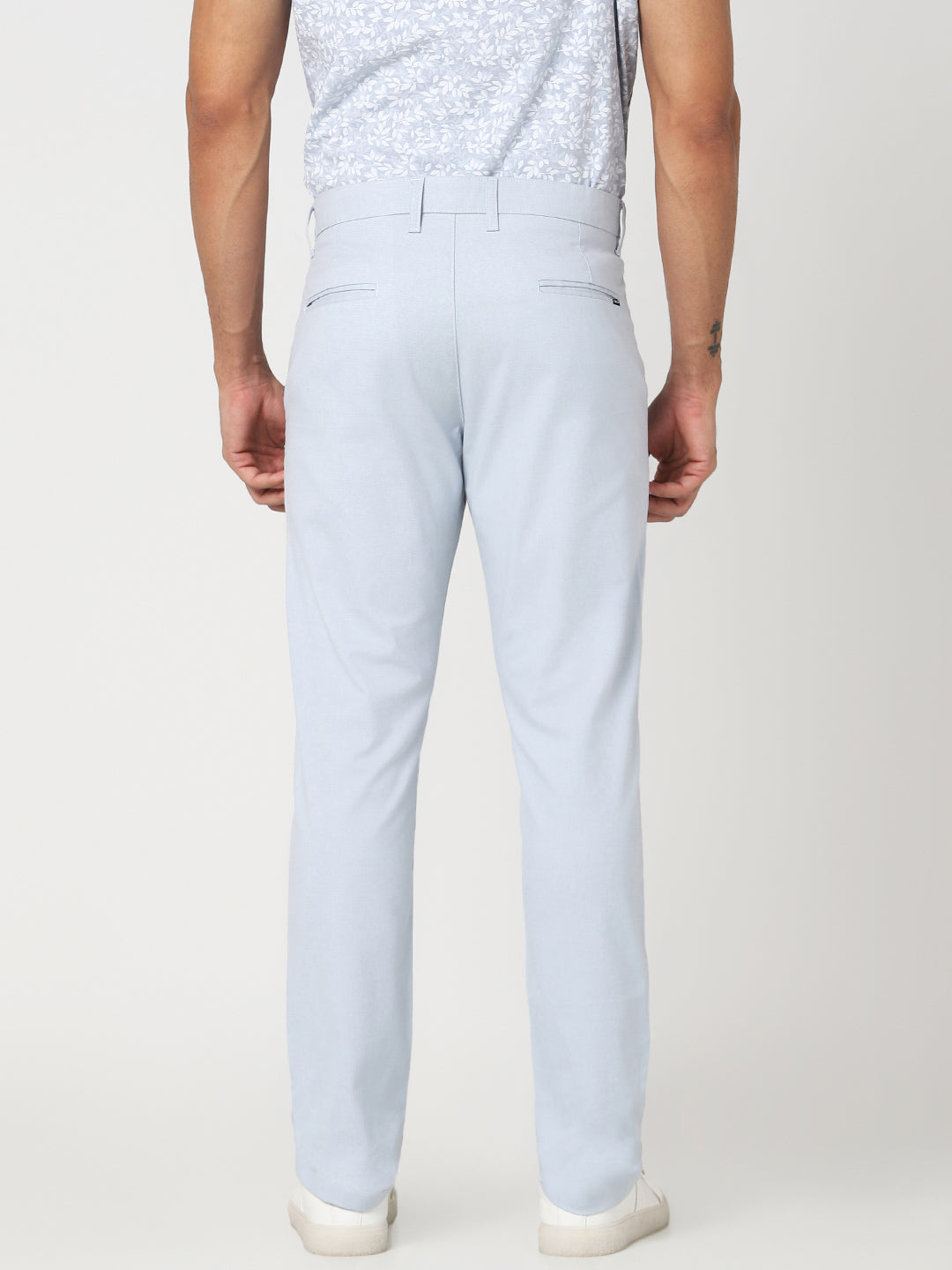 Light Blue Textured Slim Fit Trouser